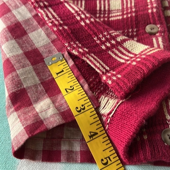 The Limited Plaid Check‎ Print Linen Cotton Blend Sleeveless Sweater Vest - Picture 6 of 6